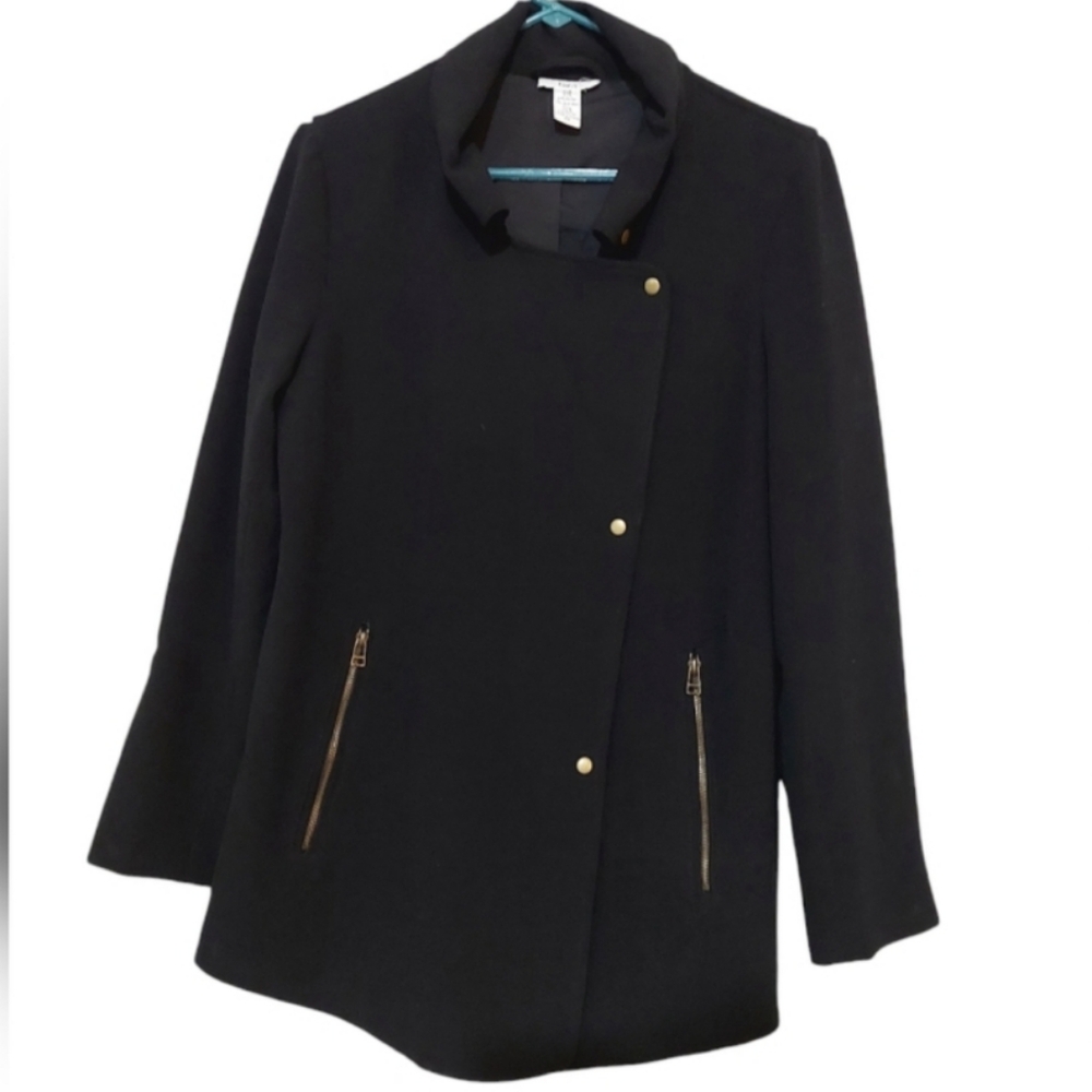 Bar III Black Long Moto Style Back Jacket size Medium Womans Minimalist